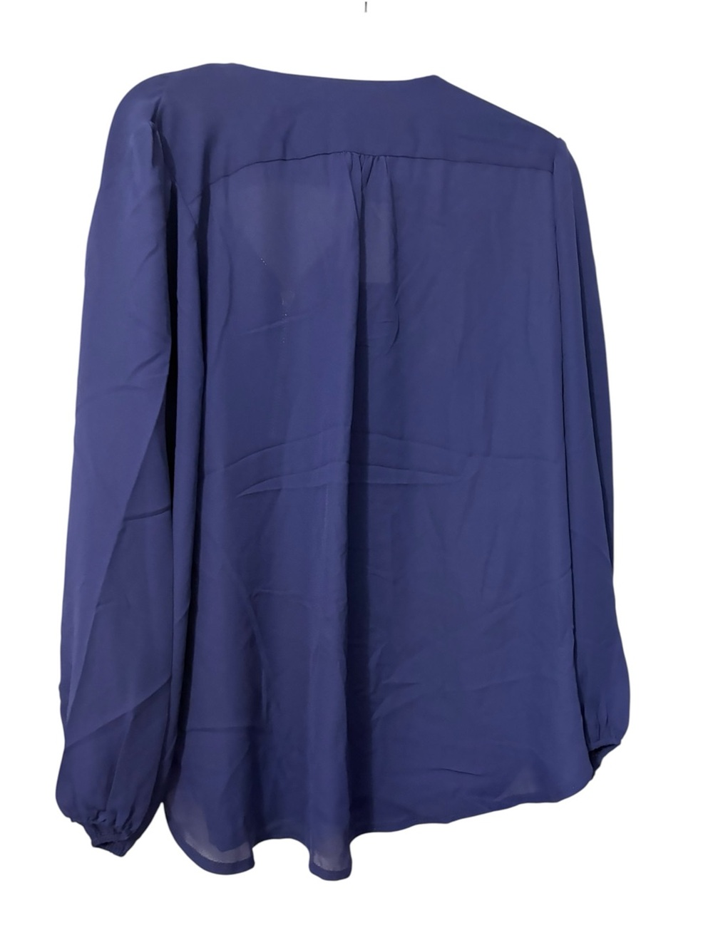 NWT Carmen Marc Valvo Navy Blue Front Zip Blouse ptp 22 , l 26” - Picture 4 of 5
